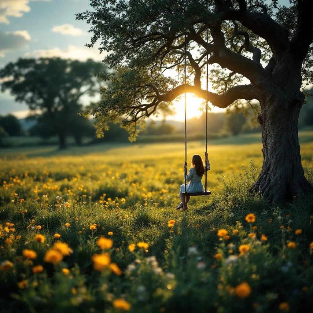 Person auf einer Schaukel an einem Baum - Einzelbegleitung